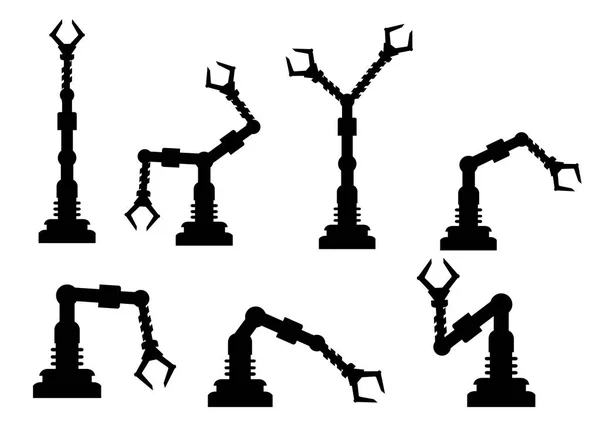 Sílhueta Preta Conjunto Braços Robóticos Mãos Coleção Ícones Robô Vetorial —  Vetores de Stock