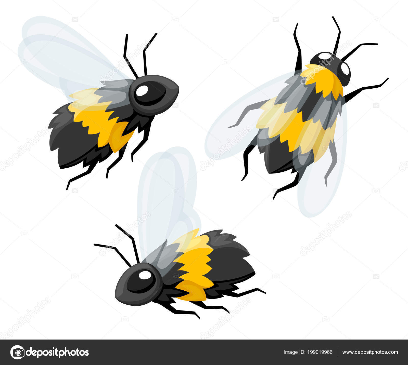 Collection Abeille Mignon Dessin Animé Trois Abeilles