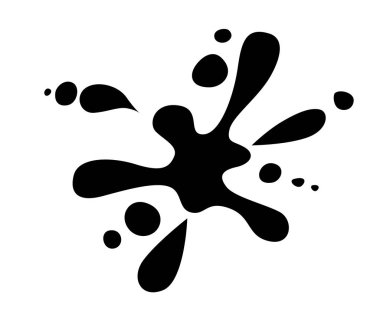 Siyah siluet. Su sıçrama. Üstten görünüm. Düz vektör çizim. Beyaz arka plan üzerinde izole.