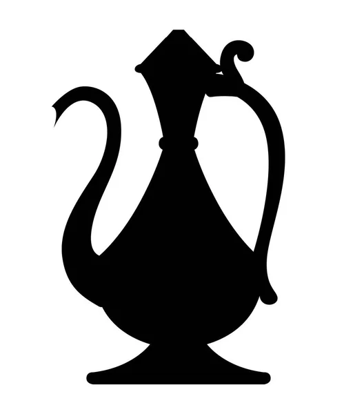 黑色剪影 美丽的传统咖啡壶 阿拉伯经典咖啡壶 平面式矢量图 在白色背景上被隔离 — 图库矢量图片