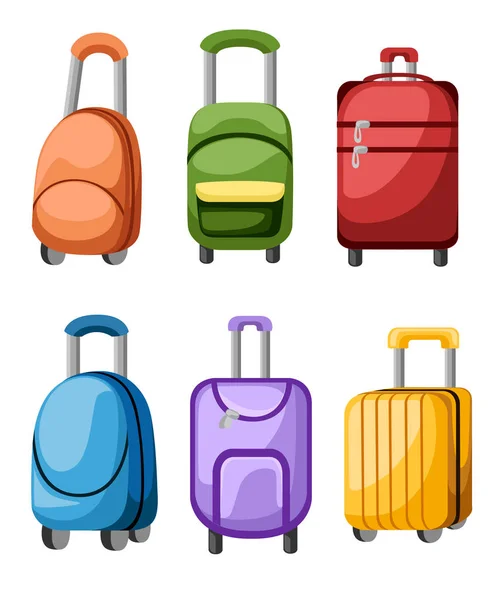 Recogida Maleta Equipaje Bolsa Equipaje Diferentes Colores Equipaje Viaje Ilustración — Vector de stock