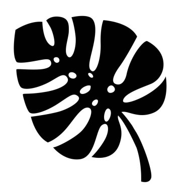 Siyah siluet. Tropikal yaprak. Exotical orman yaprağı. Vektör çiçek öğe. Beyaz arka plan üzerinde izole.