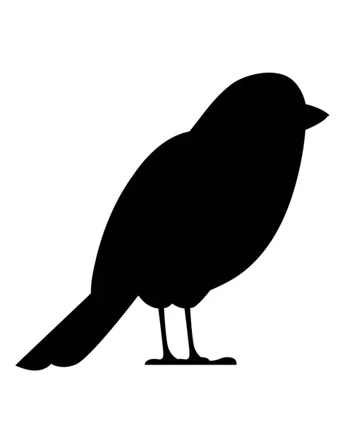 Sílhueta Preta Pássaro Pardal Desenho Personagem Desenho Animado Plano Ícone — Vetor de Stock