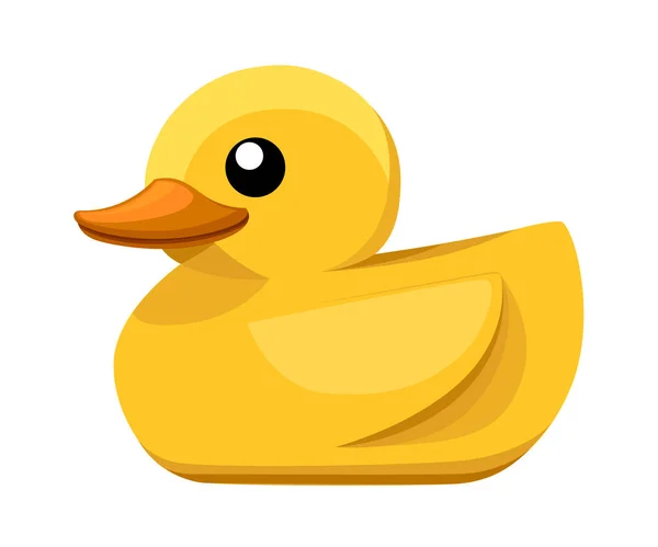 Žlutá Gumová Kachna Kreslený Roztomilé Ducky Pro Koupel Plochá Vektorové — Stockový vektor