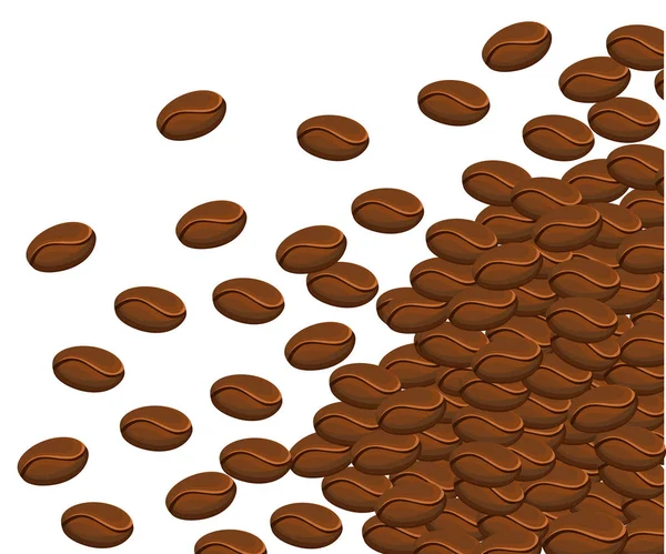 一堆咖啡豆 平面式设计 烤咖啡豆 白色背景上的矢量插图 — 图库矢量图片