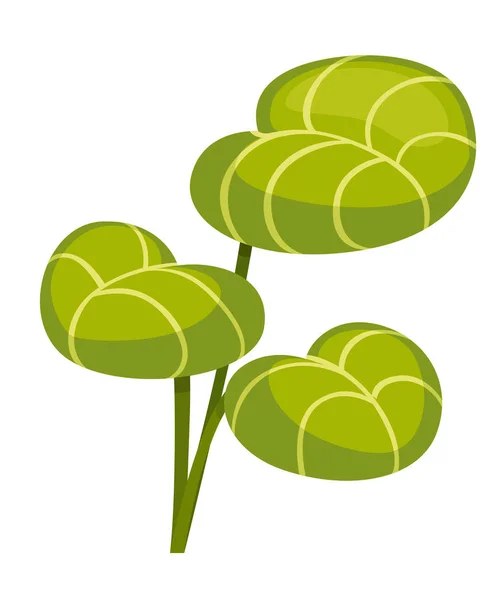 Groene Tak Met Grote Groene Bladeren Platte Vectorillustratie Geïsoleerd Witte — Stockvector