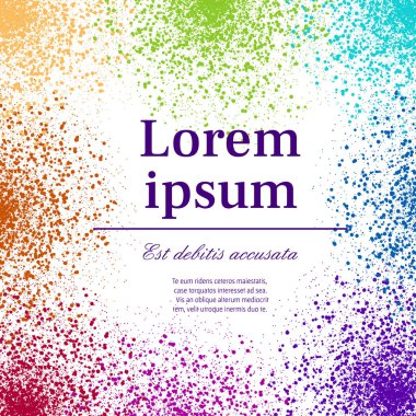 Düz boya sprey sıçrama. Renkli boyalar. Beyaz arka plan üzerinde düz vektör çizim. Tebrik kartı için düzen. Konsept tasarımı web sitesi veya reklam için.