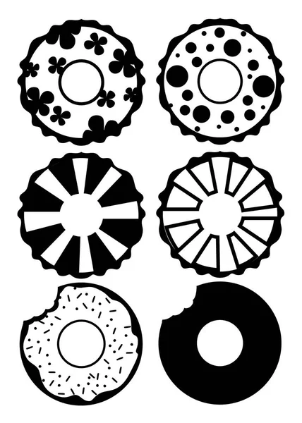 Black Silhouette Swim Rings Set Inflatable Rubber Toy Swimmer Circle — Stock Vector