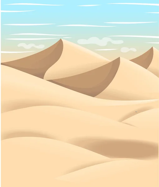 Zeichentrickillustration Der Wüste Flache Flächengestaltung Vektorillustration Mit Sand Und Himmel — Stockvektor