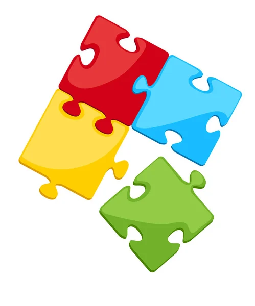 Colorful Puzzle Icon Blue Green Yellow Green Detail Green Puzzle — Stock Vector