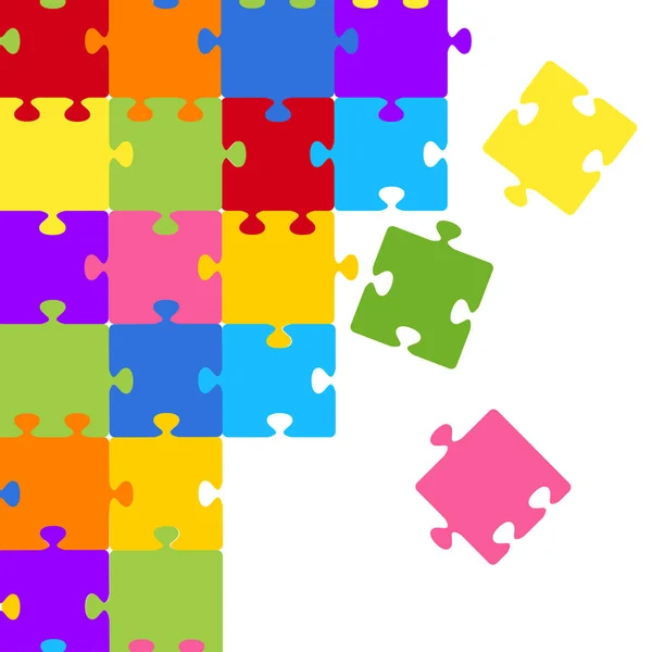 Barevné Kousky Puzzle Plochý Design Koncept Dohromady Vektorové Ilustrace Bílém — Stockový vektor
