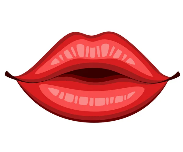 Röda Läppar Kyssa Platt Stil Mun Och Läppar Kyssa Sexig — Stock vektor