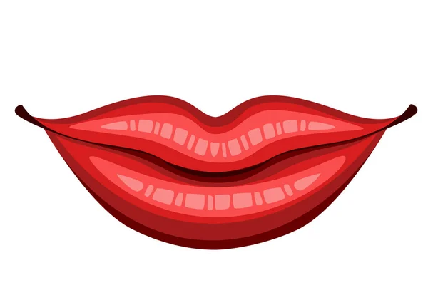 Piros Ajkak Csók Női Mosoly Ajkak Lapos Stílusú Száj Kiss — Stock Vector