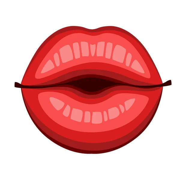 Červené Rty Políbit Plochý Ústa Rty Kiss Sexy Logo Ikonu — Stockový vektor