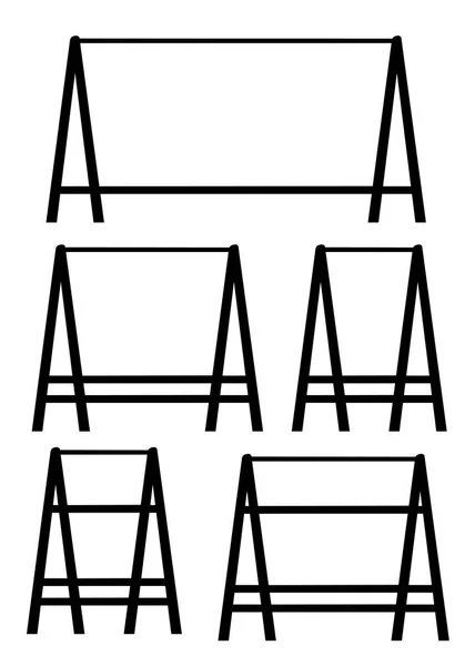 Fekete Sziluettje Fából Készült Akasztó Rack Tárgy Bolt Vagy Vagy — Stock Vector