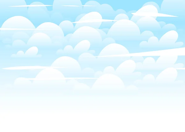 Blue Sky White Clouds Background Flat Cartoon Style Illustation — Stock Vector
