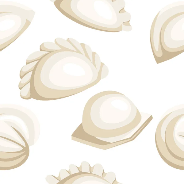 Schema Senza Soluzione Continuità Gnocchi Vareniki Pelmeni Ravioli Illustrazione Vettore — Vettoriale Stock