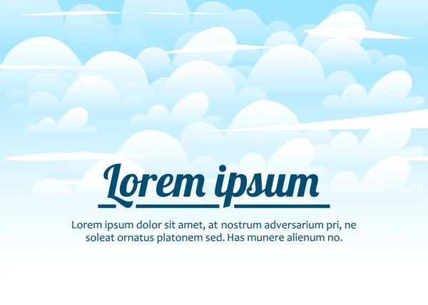 Blauwe Hemel Met Witte Wolken Achtergrond Platte Vectorillustratie Met Plaats — Stockvector