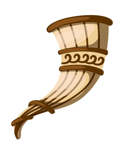 Cuerno Beber Rhyton Antiguo Cultura Griega Romana Color Marrón Patrones — Vector de stock