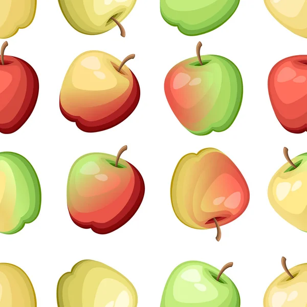 Pola Mulus Set Dari Sembilan Apel Warna Yang Berbeda Ilustrasi - Stok Vektor