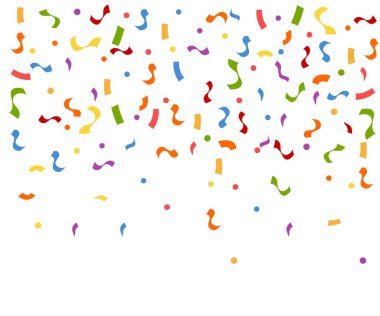 Konfeti soyut renkli patlama. Konfeti düşme. Beyaz arka plan üzerinde düz vektör çizim.
