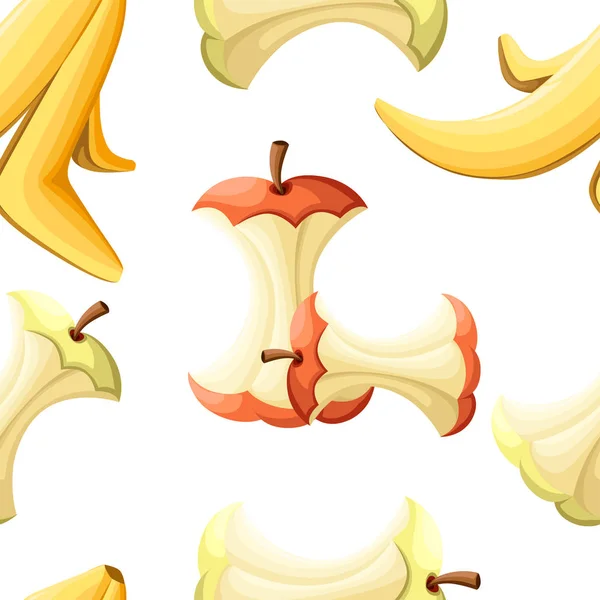 Modèle Sans Couture Des Ordures Organiques Tige Pomme Écorce Banane — Image vectorielle