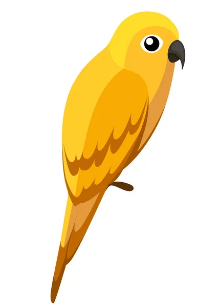 Lindo Loro Amarillo Estilo Dibujos Animados Aves Salvajes Ilustración Vectorial — Archivo Imágenes Vectoriales