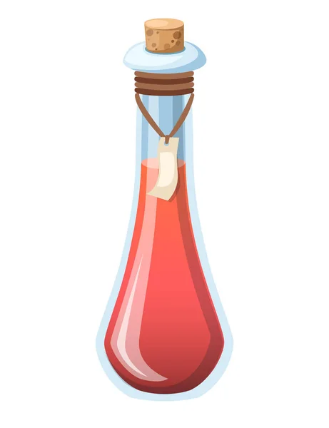 Пляшка Зілля Піктограма Гри Магічного Еліксиру Червоний Зілля Плоский Значок — стоковий вектор