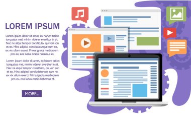 Web sitesi geliştirme kavramı. Düz tasarım stili. Vektör çizim vites beyaz zemin üzerine. Web sayfası ve mobil uygulaması tasarım.