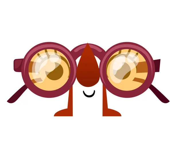 Glasses Mascot Cartoon Character Design Glasses Eyes Nose Flat Vector — Stock Vector