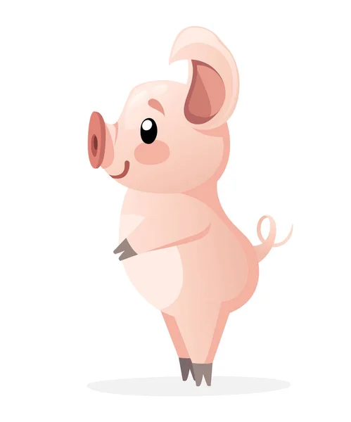 Niedliches Schwein Zeichentrickfiguren Design Flache Vektordarstellung Isoliert Auf Weißem Hintergrund — Stockvektor