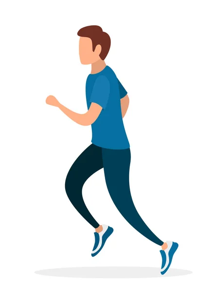 Hombre Corriendo Ropa Deportiva Hay Diseño Personajes Dibujos Animados Cara — Vector de stock