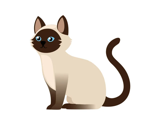 Niedliche Cartoon Katze Sitzen Flaches Charakterdesign Haustier Schwarz Weiße Katze — Stockvektor