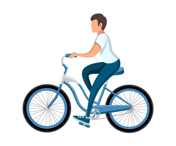 Hombres Montando Bicicleta Con Bicicleta Niño Ropa Deportiva Diseño Personajes — Vector de stock