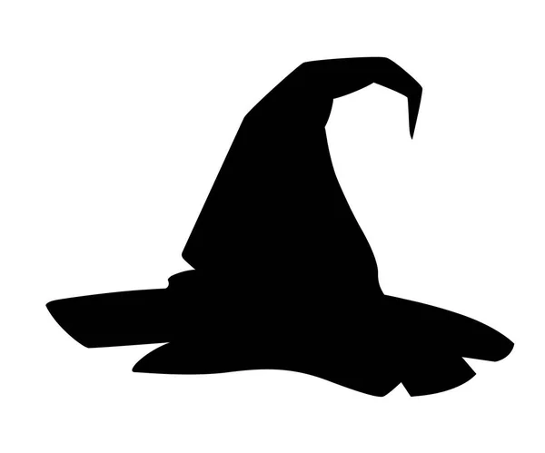 黑色剪影 女巫帽万圣节风格的帽子 万圣节和角色扮演的设计元素 在白色背景查出的平面向量例证 — 图库矢量图片