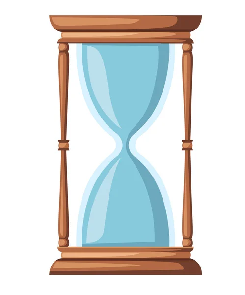 Empty Hourglass Classic Design Timer Sand Wooden Material Flat Vector — Stock Vector