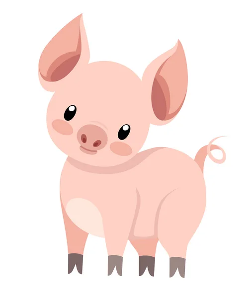 Niedliche Schweine Stehen Zeichentrickfiguren Design Flache Kleine Schweinchen Vektor Illustration — Stockvektor