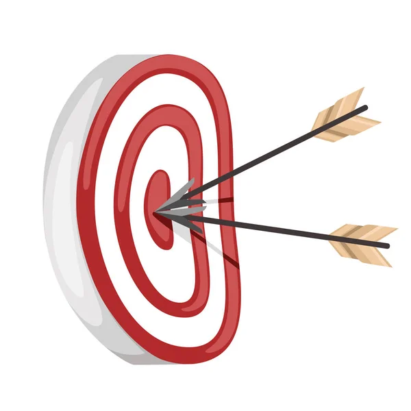 Red Archery Target Two Arrows Center Target Archers Crossbowmen Flat — Stock Vector