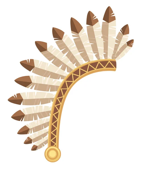 印度头饰 Warbonnet 有羽毛的头饰 在白色背景查出的平的向量例证 — 图库矢量图片