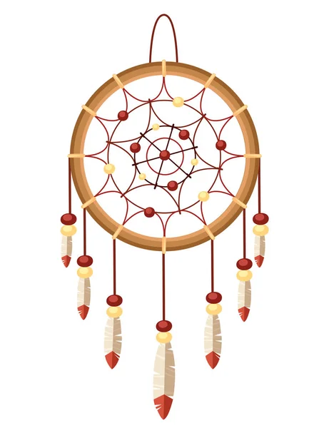 Dreamcatcher Boho Native American Indian Talizman Plemiennych Projektowania Magiczny Przedmiot — Wektor stockowy