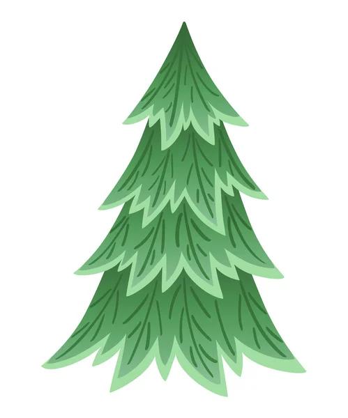 Groene Sparren Boom Groenblijvende Vlakke Stijl Kerstboom Zonder Decoraties Vectorillustratie — Stockvector