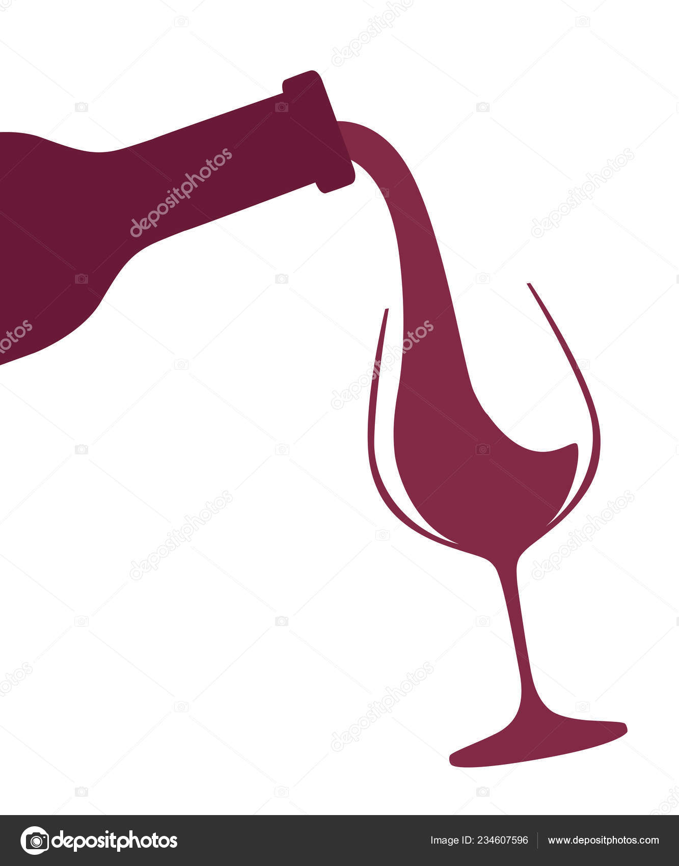 Abstract Logo Illustration Red Wine Pouring Bottle Glass Flat ...