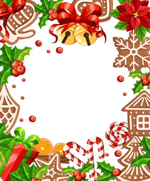 Patrón Galletas Jengibre Concepto Navidad Para Tarjetas Felicitación Ilustración Vectorial — Vector de stock