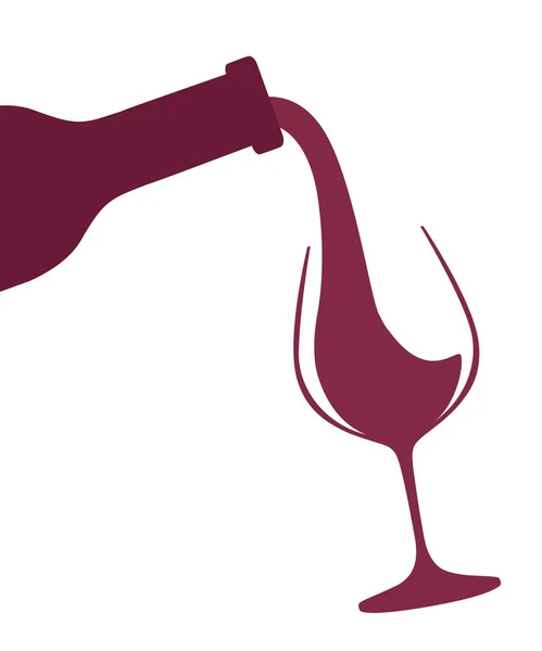 Абстрактний Логотип Або Ілюстрація Червоне Вино Ллється Пляшки Склянку Плоска — стоковий вектор