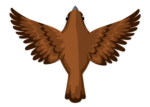 Vista Superior Del Pájaro Gorrión Volador Diseño Plano Personajes Dibujos — Archivo Imágenes Vectoriales