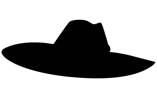 Black Silhouette Classic Cowboy Hat Element Clothes Sheriff Cowboys Western — Stock Vector