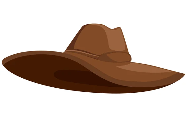 Brown Classic Cowboy Hat Element Clothes Sheriff Cowboys Western Style — Stock Vector