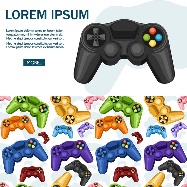 Conjunto Coloridas Almohadillas Juego Inalámbricas Controlador Videojuegos Gamepad Para Consola — Archivo Imágenes Vectoriales