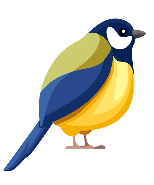 Titmouse Pájaro Sentado Diseño Plano Personajes Dibujos Animados Icono Pájaro — Vector de stock