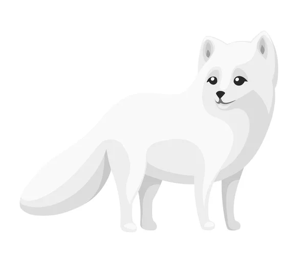 Cute Arctic Fox Cartoon Animal Platte Ontwerp Vector Illustratie Geïsoleerd — Stockvector